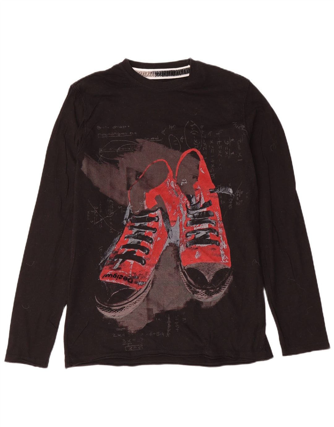 Desigual Herre Grafisk Top Langærmet Medium Sort Bomuld