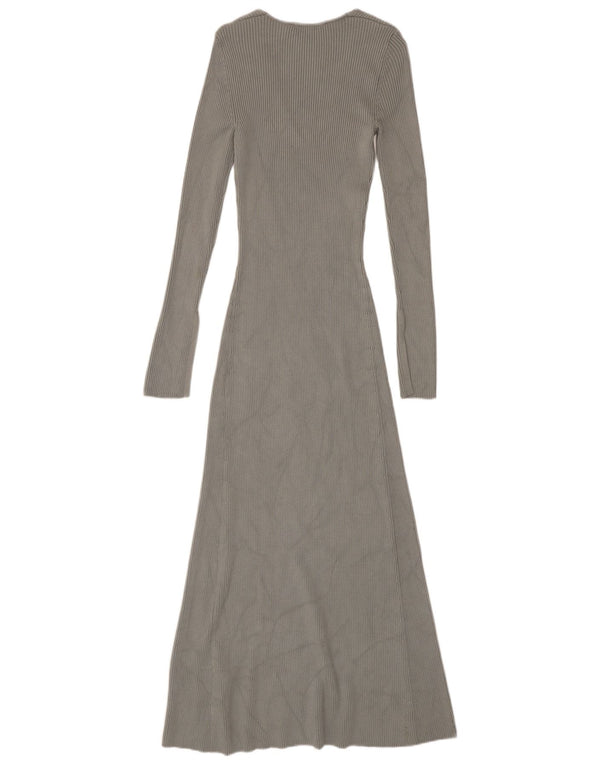 Zara Dame Maxi Jumper Kjole UK 8 Small Grey Viscose