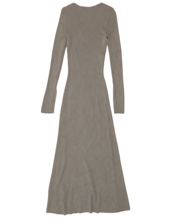 Zara Dame Maxi Jumper Kjole UK 8 Small Grey Viscose