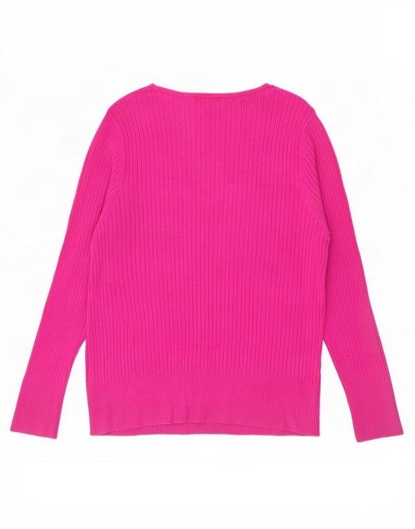 Marks & Spencer Dame V-hals sweater UK 22 3XL Pink Viscose