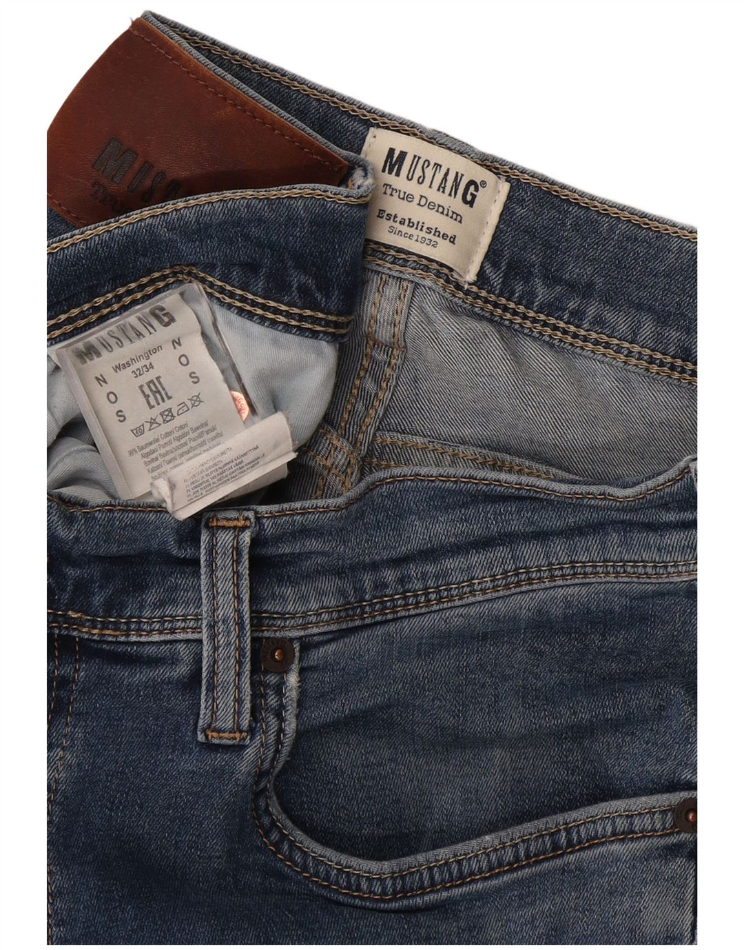 Mustang Herre Washington Slim Jeans W32 L34 Blå Bomuld