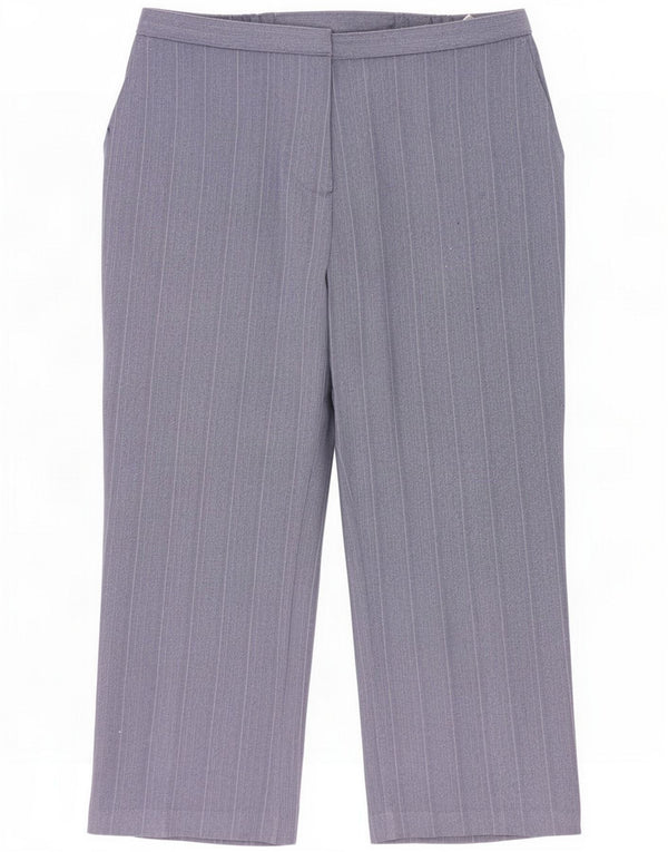 Marks & Spencer Womens Cropped Trousers UK 18 XL W38 L25 Blue Striped