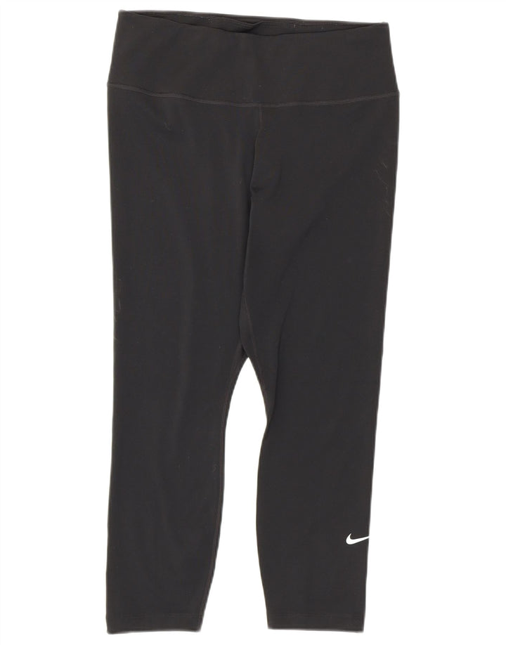 Nike Dame Dri Fit Capri Leggings UK 12 Medium Sort Polyester