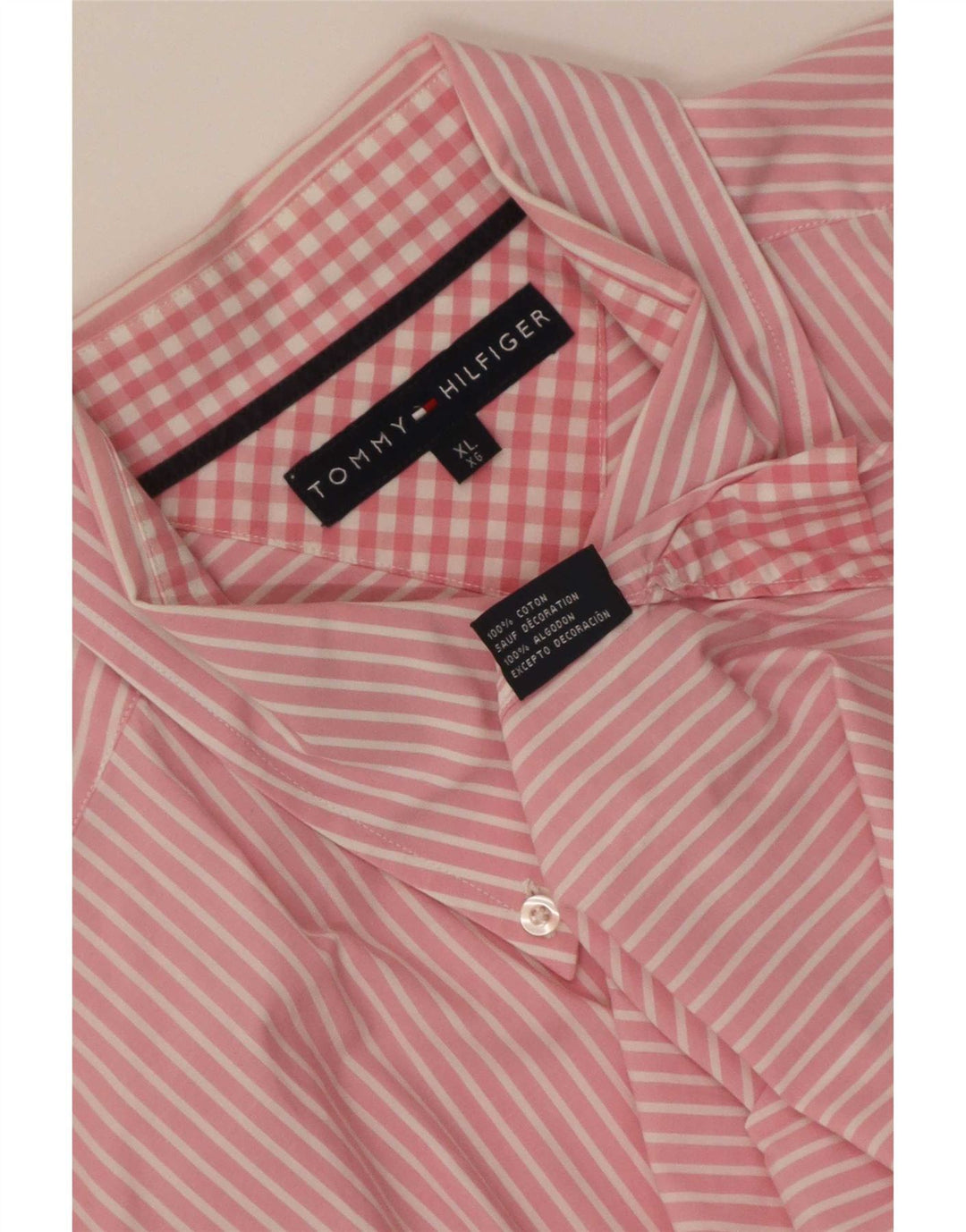 Tommy Hilfiger Herreskjorte XL Pink Stribet Bomuld
