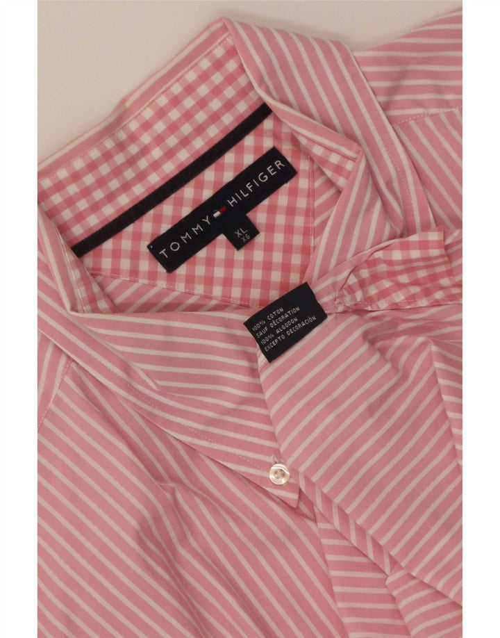 Tommy Hilfiger Herreskjorte XL Pink Stribet Bomuld