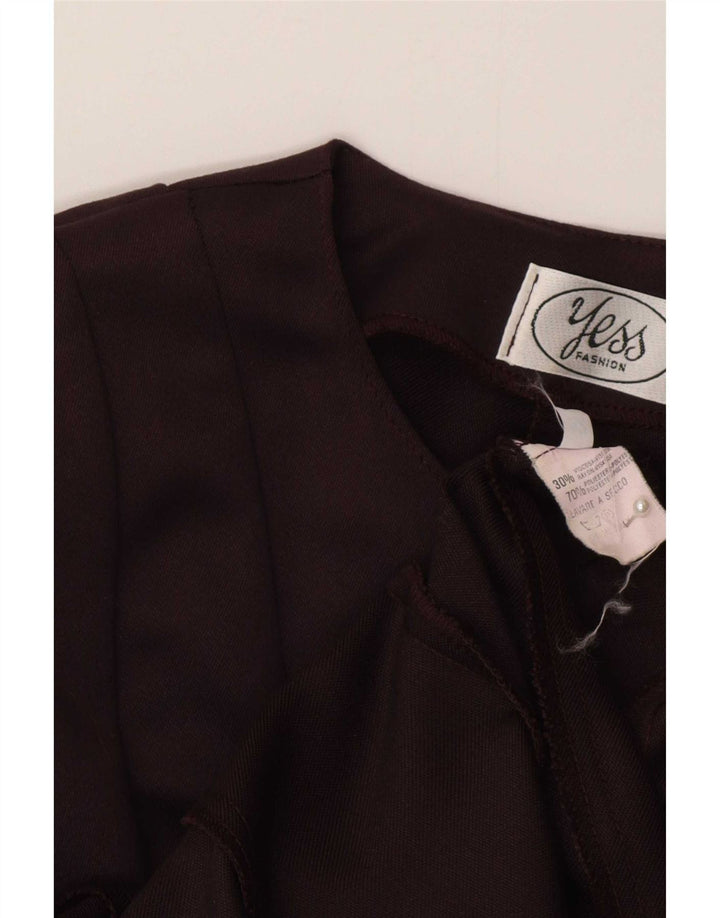 Vintage Dame Langærmet A-Line Kjole IT 32 2XS Maroon Polyester