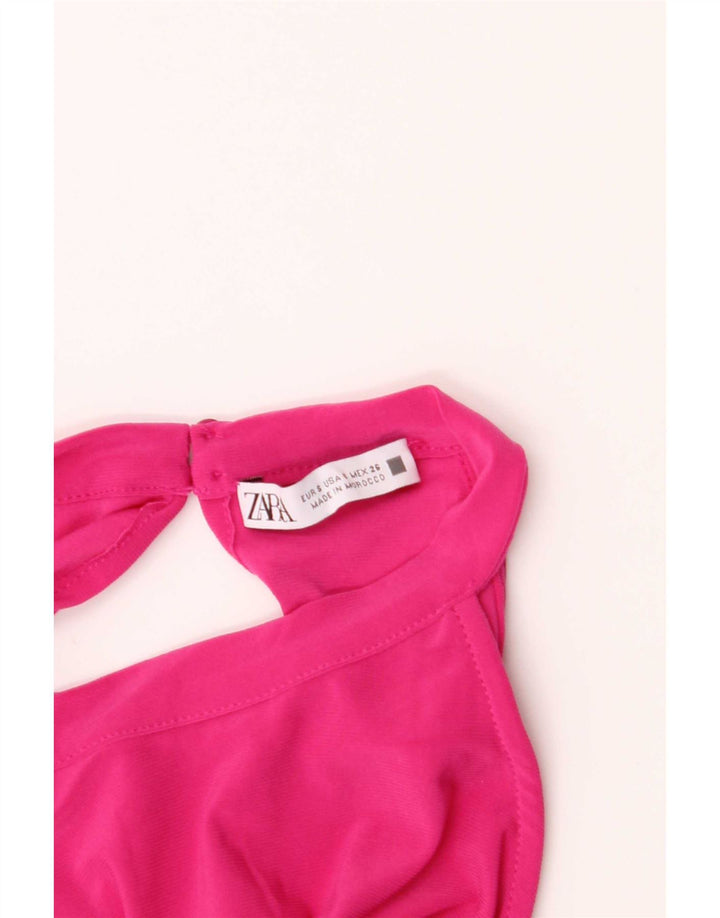 Zara Womens Crop Halter Top UK 8 Small Pink Polyester