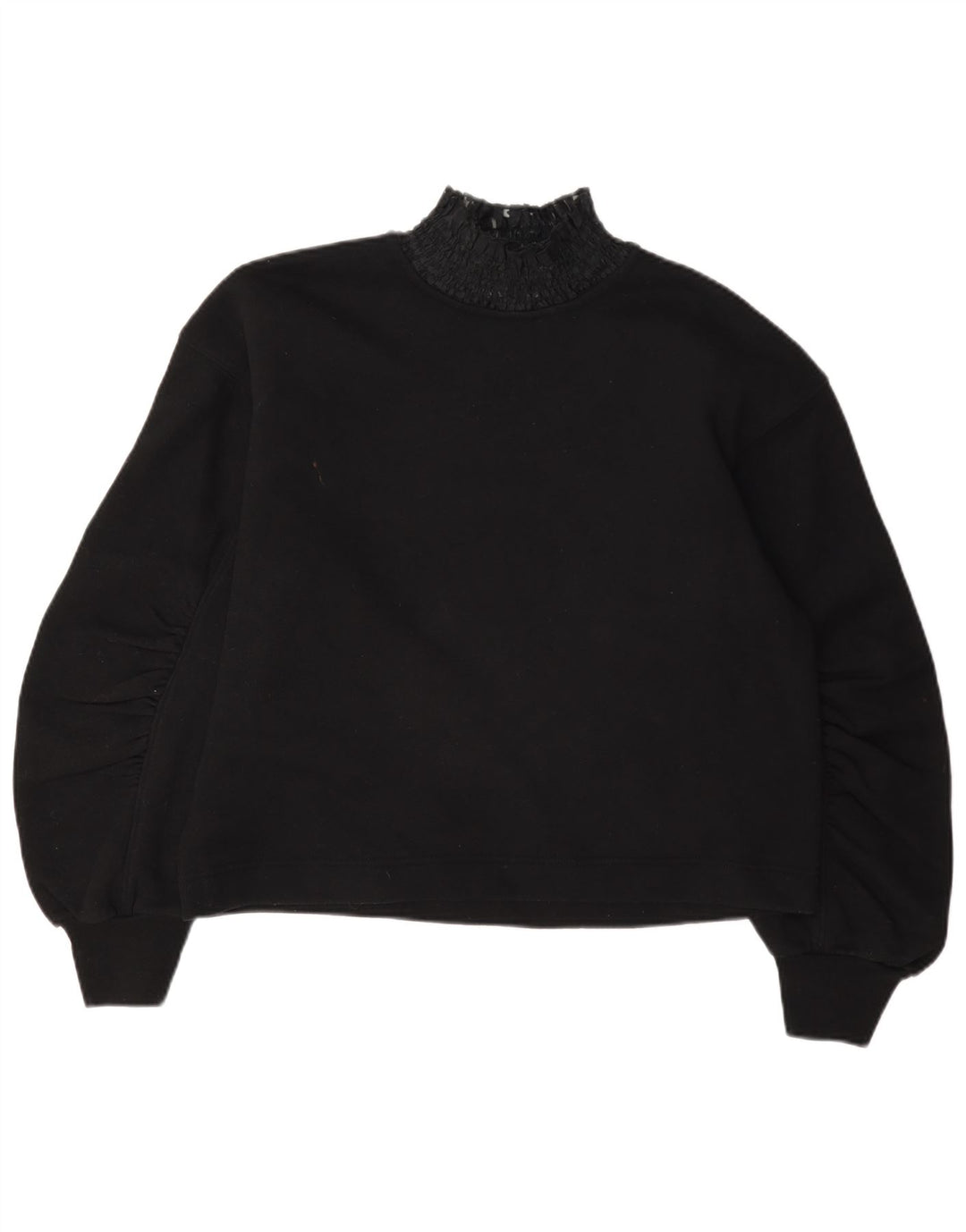 Zara Dame Langærmet Oversized Bluse Top UK 10 Small Black Bomuld