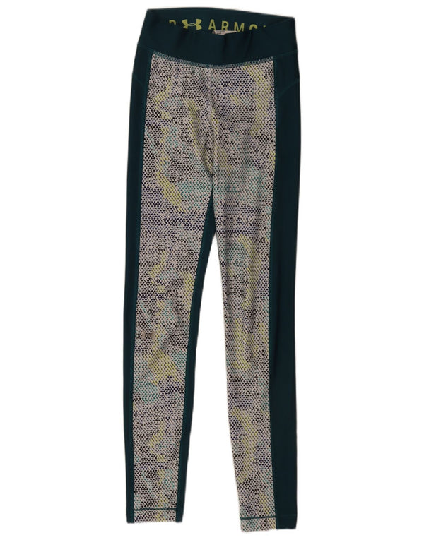 Under Armour Compression Leggings til kvinder UK 6 XS Green Spotted Sports
