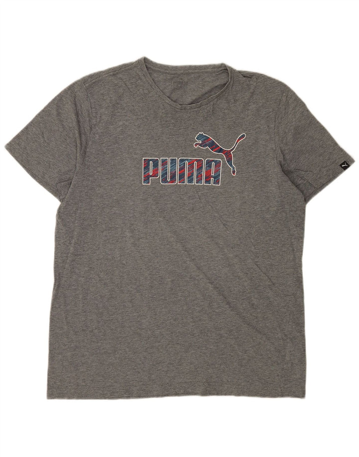 Puma Herre grafisk T-shirt Top Stor grå flækket bomuld