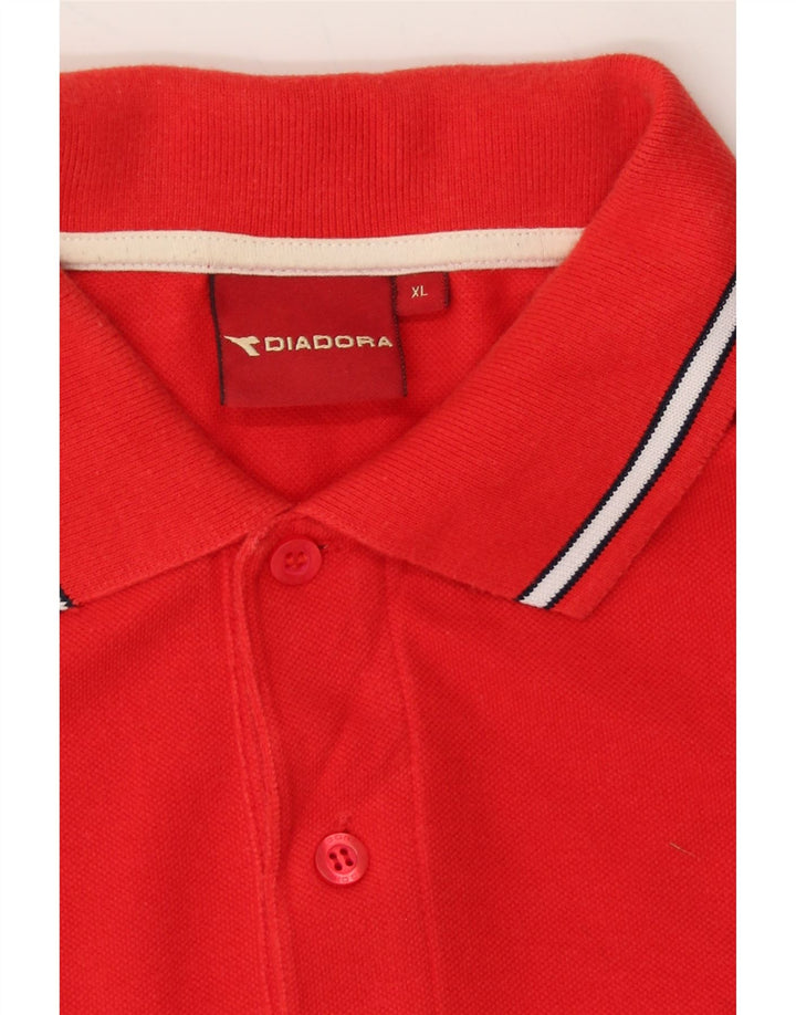 DIADORA Mens Graphic Polo Shirt XL Red Cotton Vintage Diadora and Second-Hand Diadora from Messina Hembry 