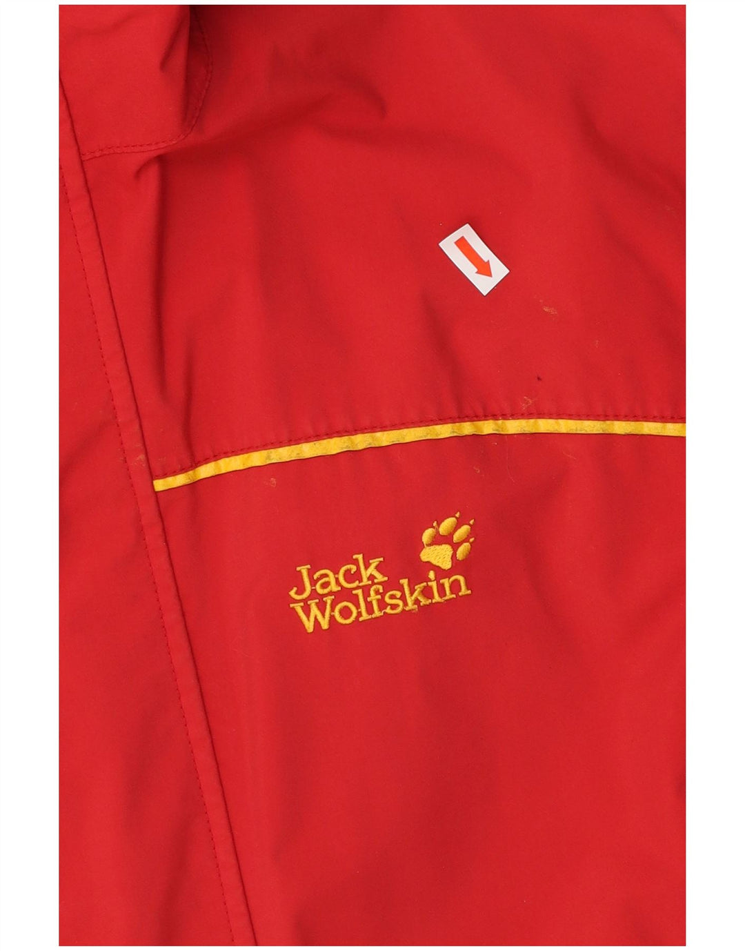 JACK WOLFSKIN Grafisk regnjakke med hætte til drenge 13-14 år rød polyamid