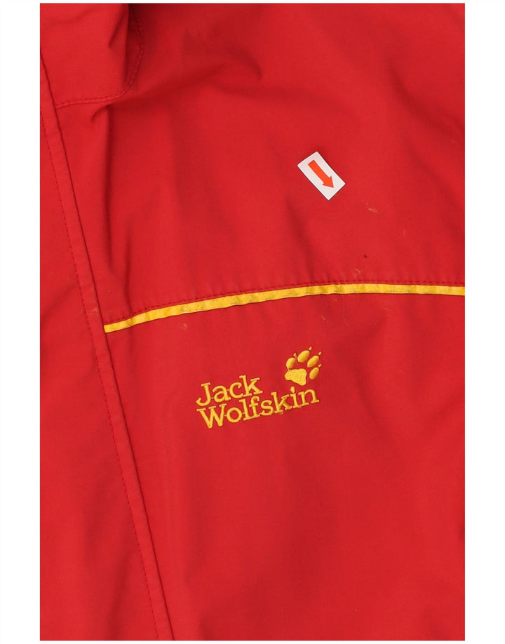 JACK WOLFSKIN Grafisk regnjakke med hætte til drenge 13-14 år rød polyamid