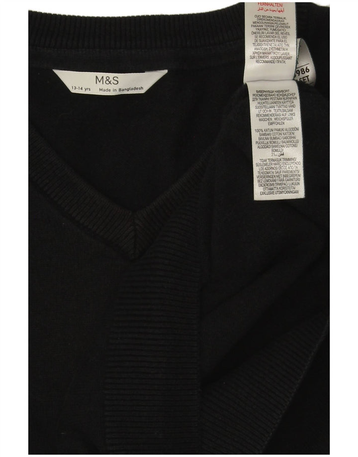 Marks & Spencer Boys V-hals sweater 13-14 år sort bomuld