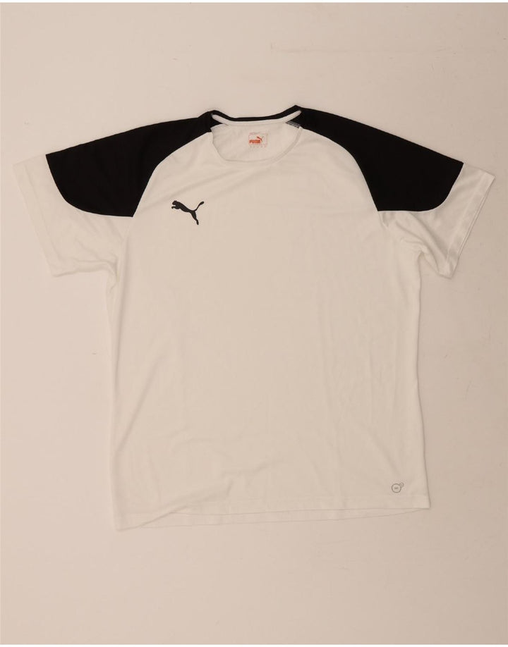PUMA Mens T-Shirt Top XL White Colourblock Vintage Puma and Second-Hand Puma from Messina Hembry 