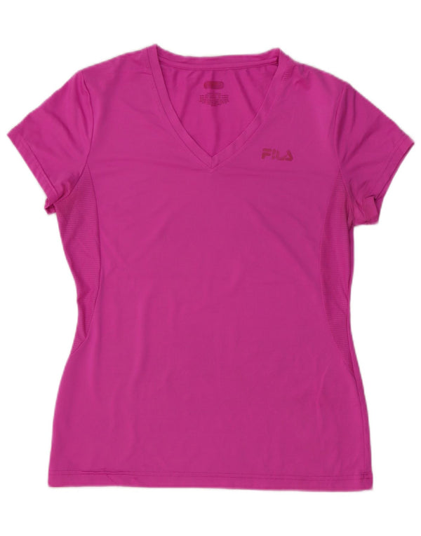 Fila T-Shirt Top UK 12 Medium Pink Polyester