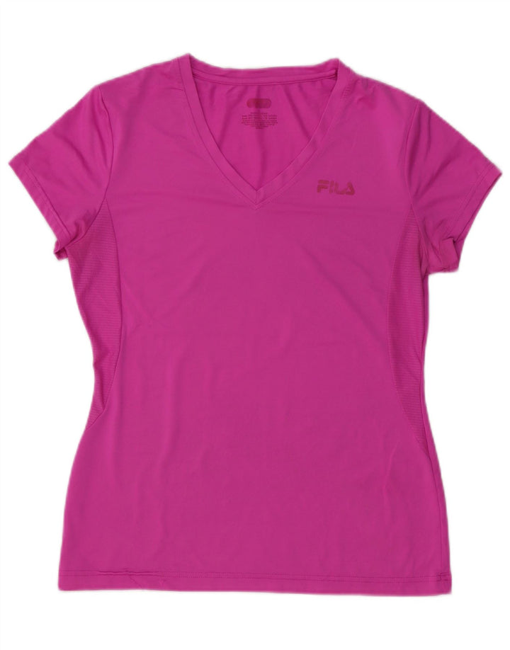Fila T-Shirt Top UK 12 Medium Pink Polyester
