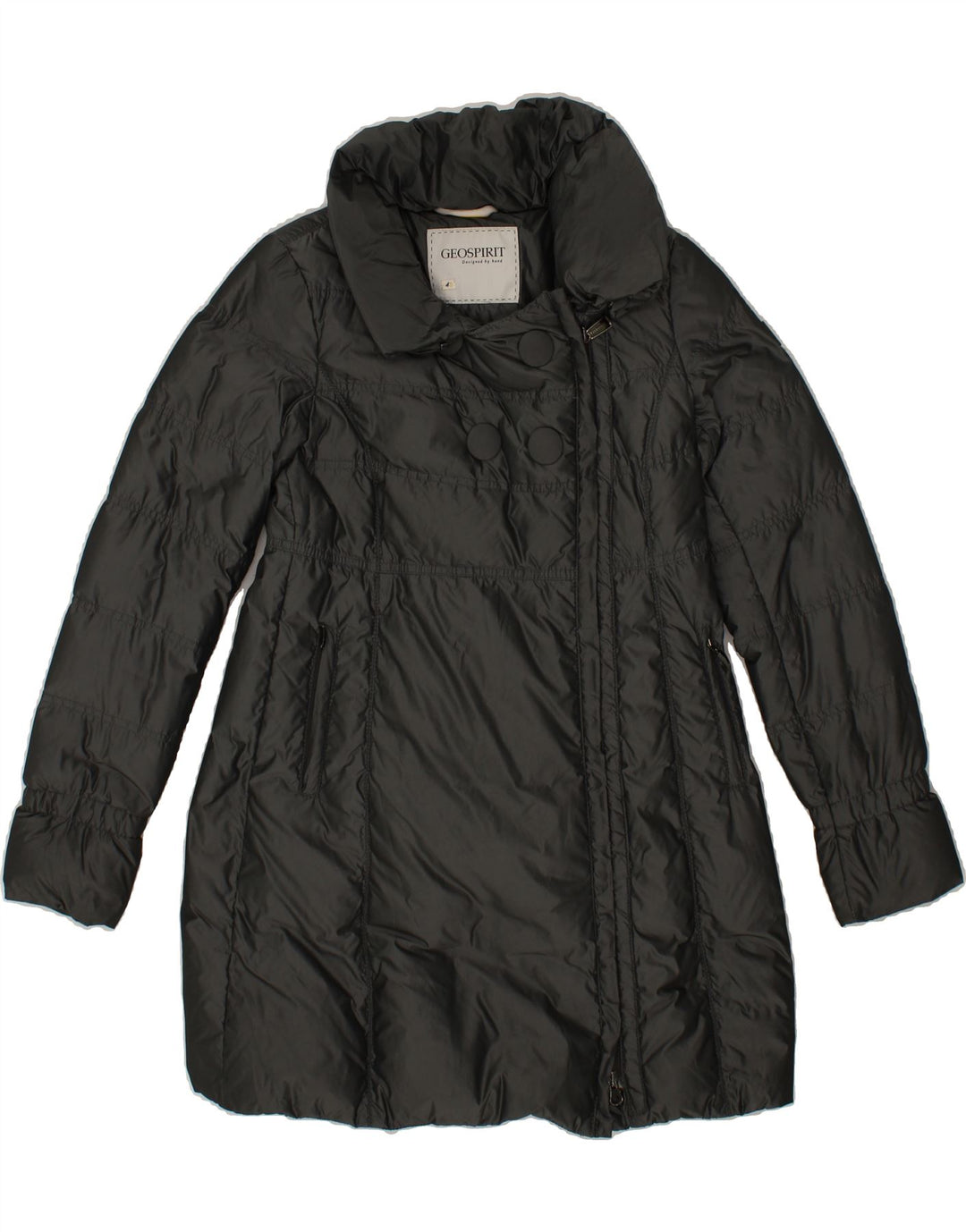 GEO SPIRIT Womens Padded Coat IT 40 Small Grey Polyester Vintage Geo Spirit and Second-Hand Geo Spirit from Messina Hembry 