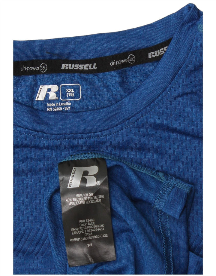 RUSSELL ATHLETIC Drenge Dri-Power T-Shirt Top 15-16 år 2XL Blå Nylon