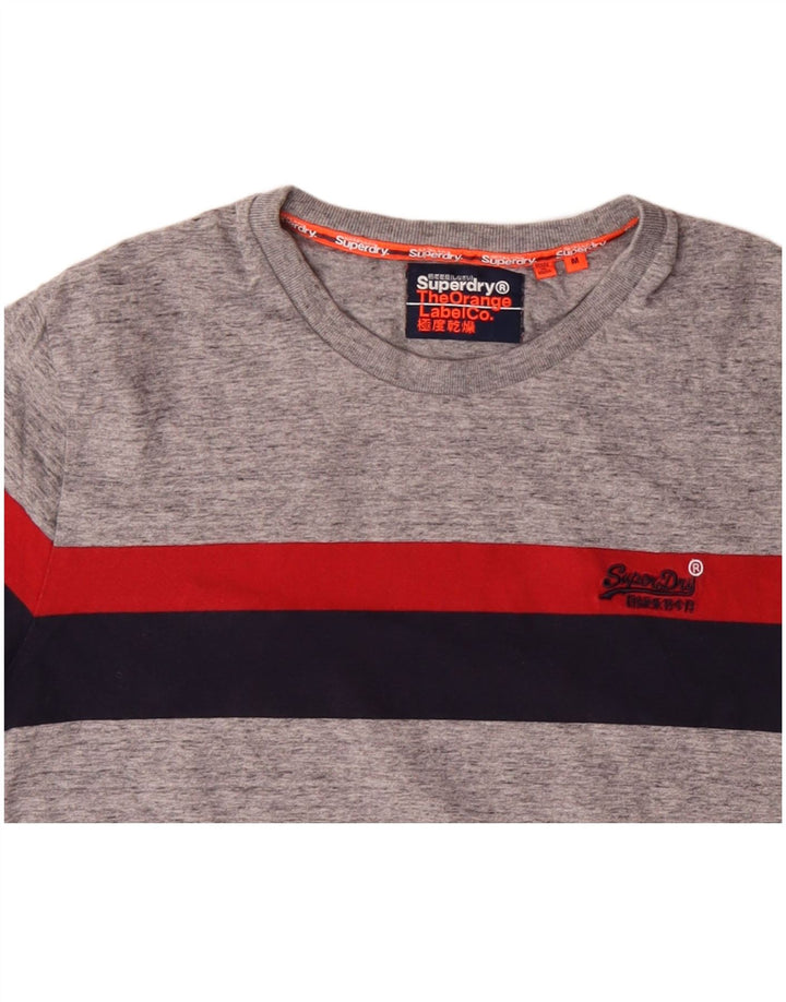 SUPERDRY Herre T-shirt Top Medium Grey Colourblock Bomuld