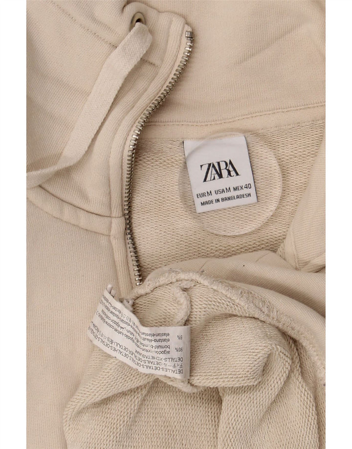 Zara Sweatshirt med lynlås til mænd, medium beige bomuld