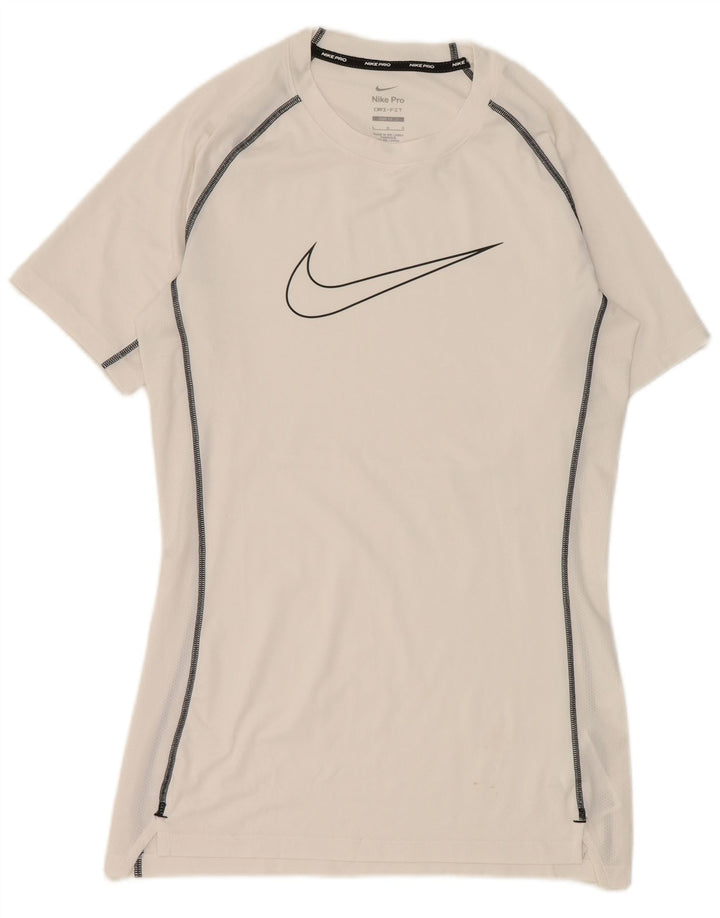 Nike Herre Dri Fit grafisk T-shirt Top Stor hvid polyester