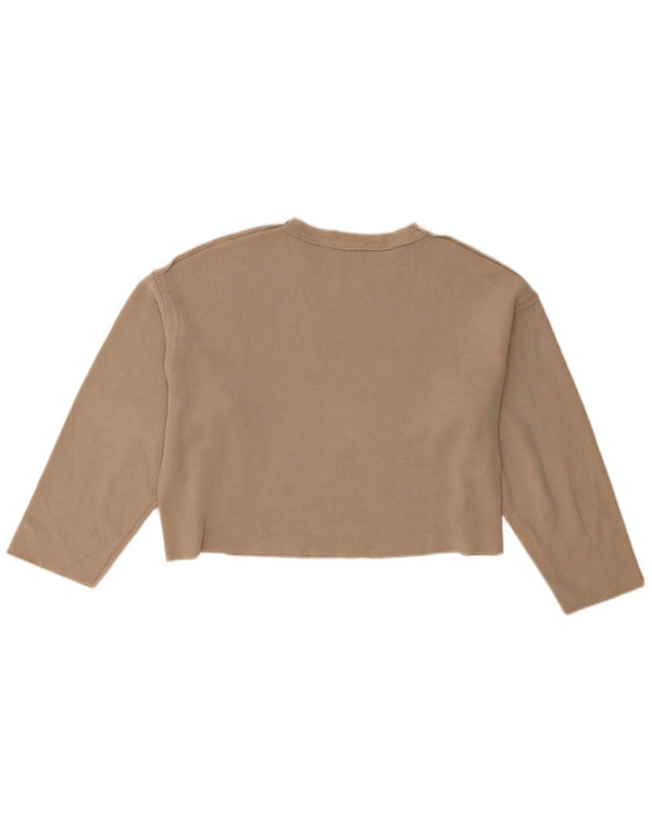 Zara Womens Crop Oversized Top Langærmet UK 10 Small Beige