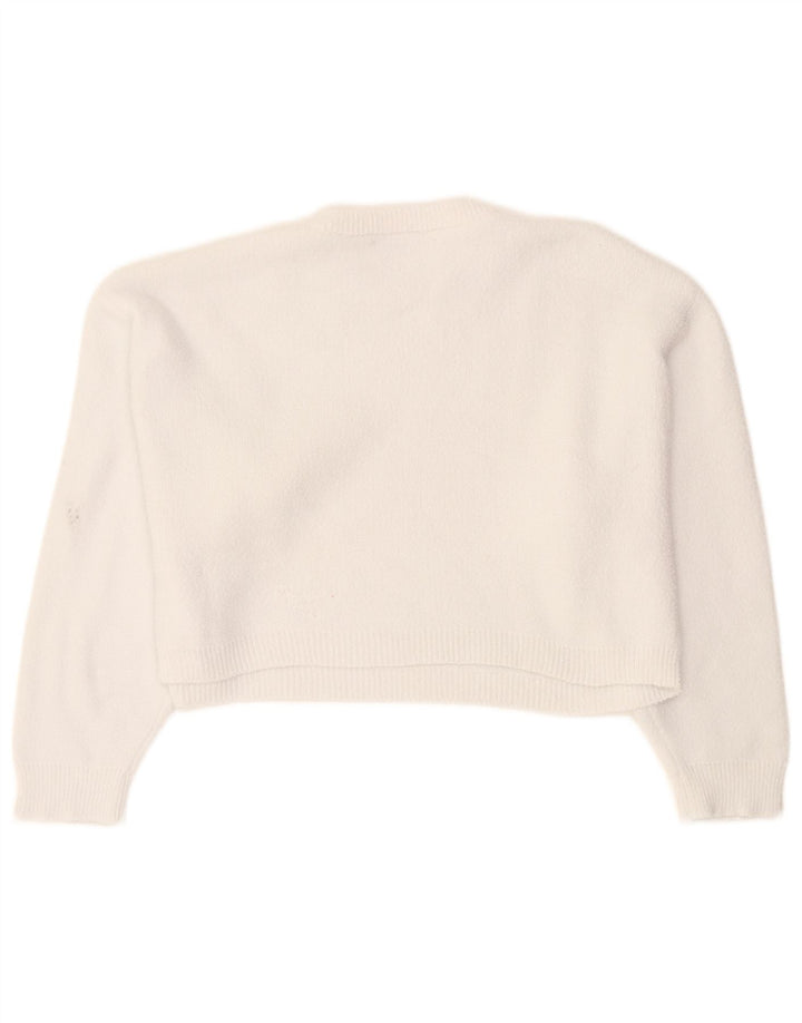 Zara Womens Crop Oversized Crew Neck Jumper Sweater UK 10 Small White