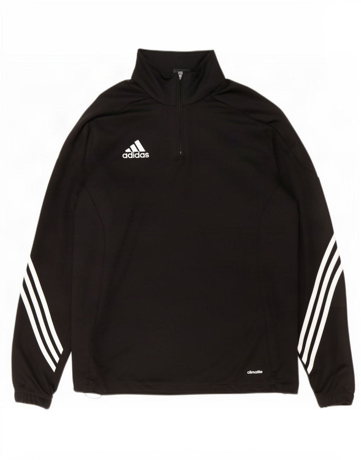 Adidas Herre Climalite Pullover med lynlås-hals Træningsdragt Top Stor sort polyester