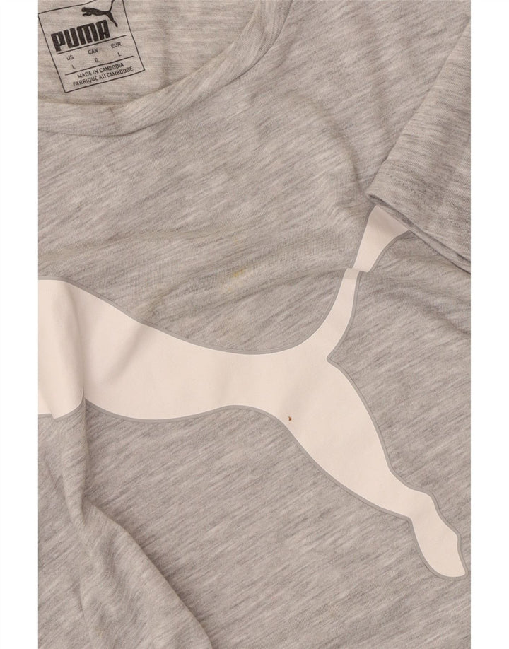 Puma Grafisk T-shirt top til kvinder DK 14 Stor grå flækket polyester