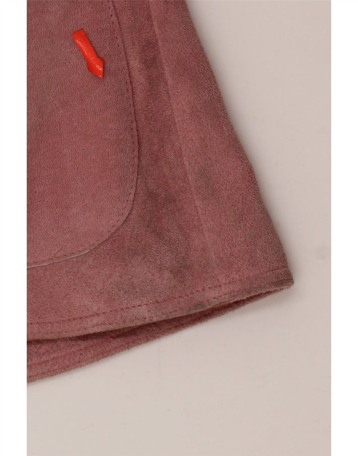 VINTAGE Dame 2-knaps ruskindsblazerjakke IT 46 Large Pink Læder