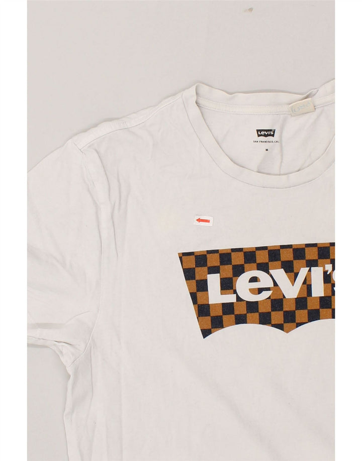 LEVI'S Mens Graphic T-Shirt Top Medium White Vintage Levi's and Second-Hand Levi's from Messina Hembry 