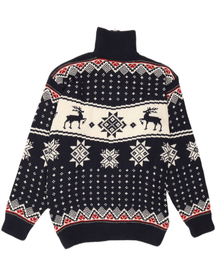 F.LLI Campagnolo Herre Zip Neck Jumper Sweater Medium Navy Blue Christmas
