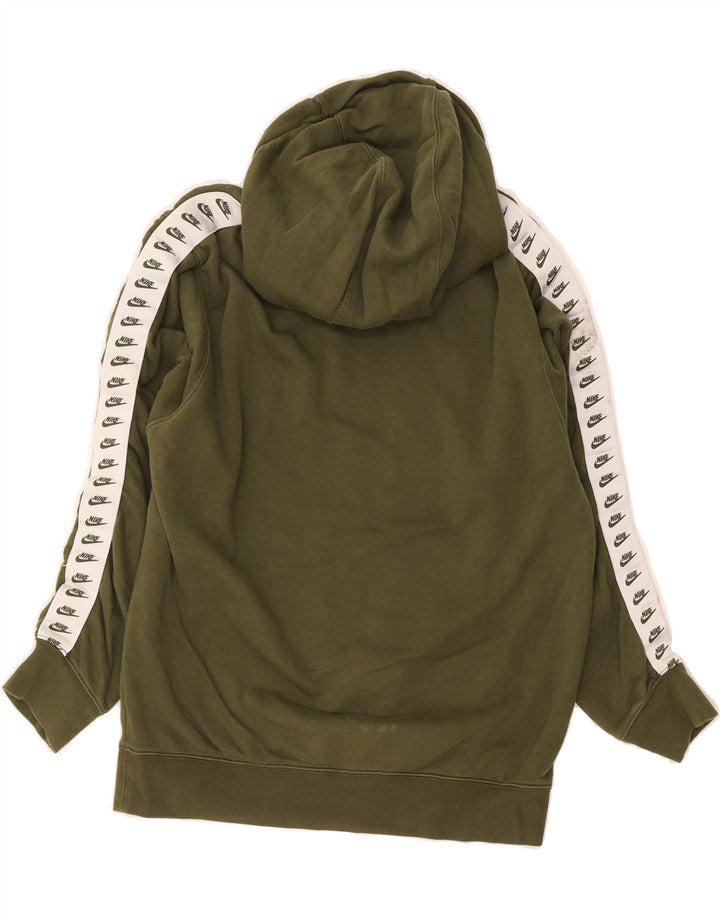 NIKE Womens Oversized Graphic Hoodie Jumper UK 14 Medium Khaki Colourblock Vintage Nike and Second-Hand Nike from Messina Hembry 