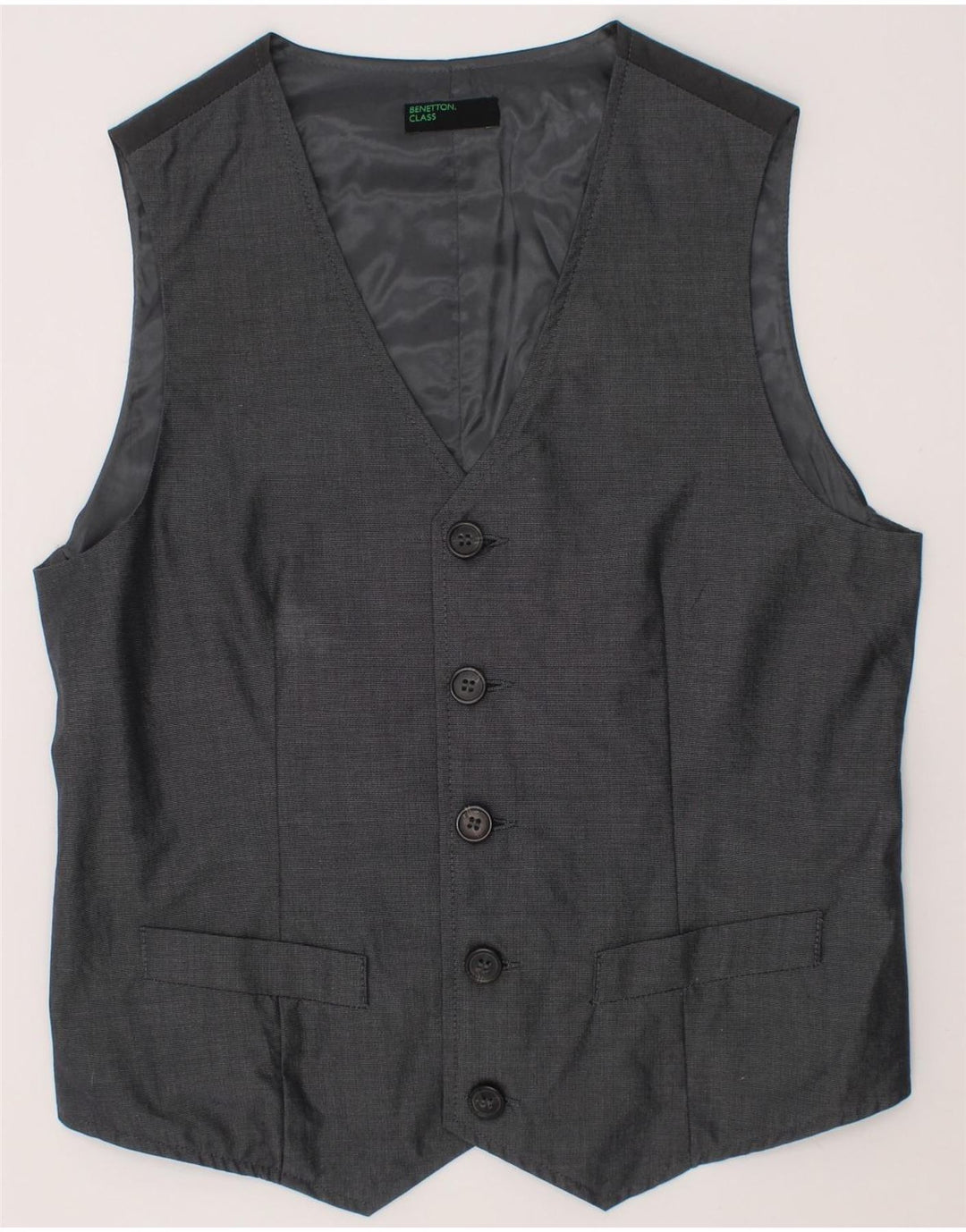BENETTON Boys Waistcoat 11-12 Years 2XL Grey Cotton Vintage Benetton and Second-Hand Benetton from Messina Hembry 