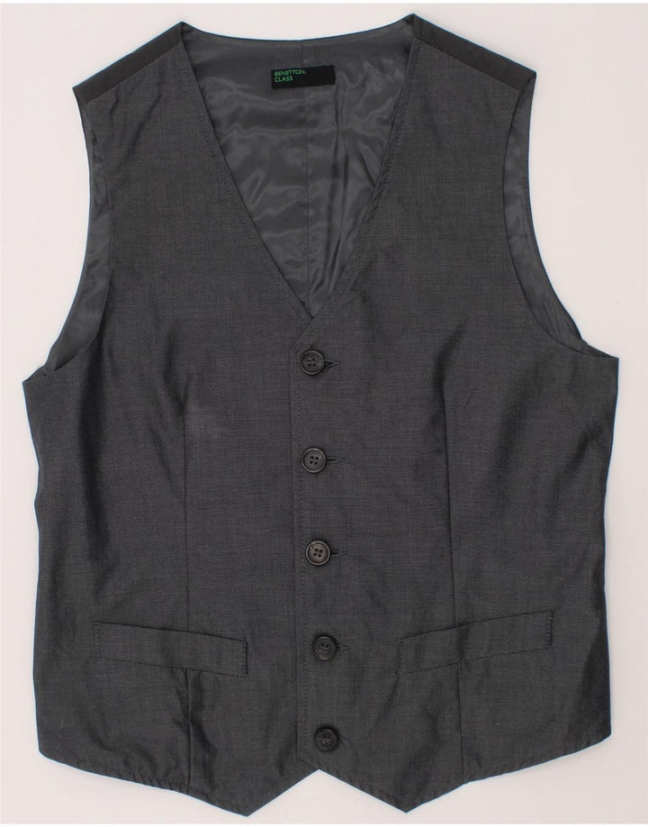 BENETTON Boys Waistcoat 11-12 Years 2XL Grey Cotton Vintage Benetton and Second-Hand Benetton from Messina Hembry 