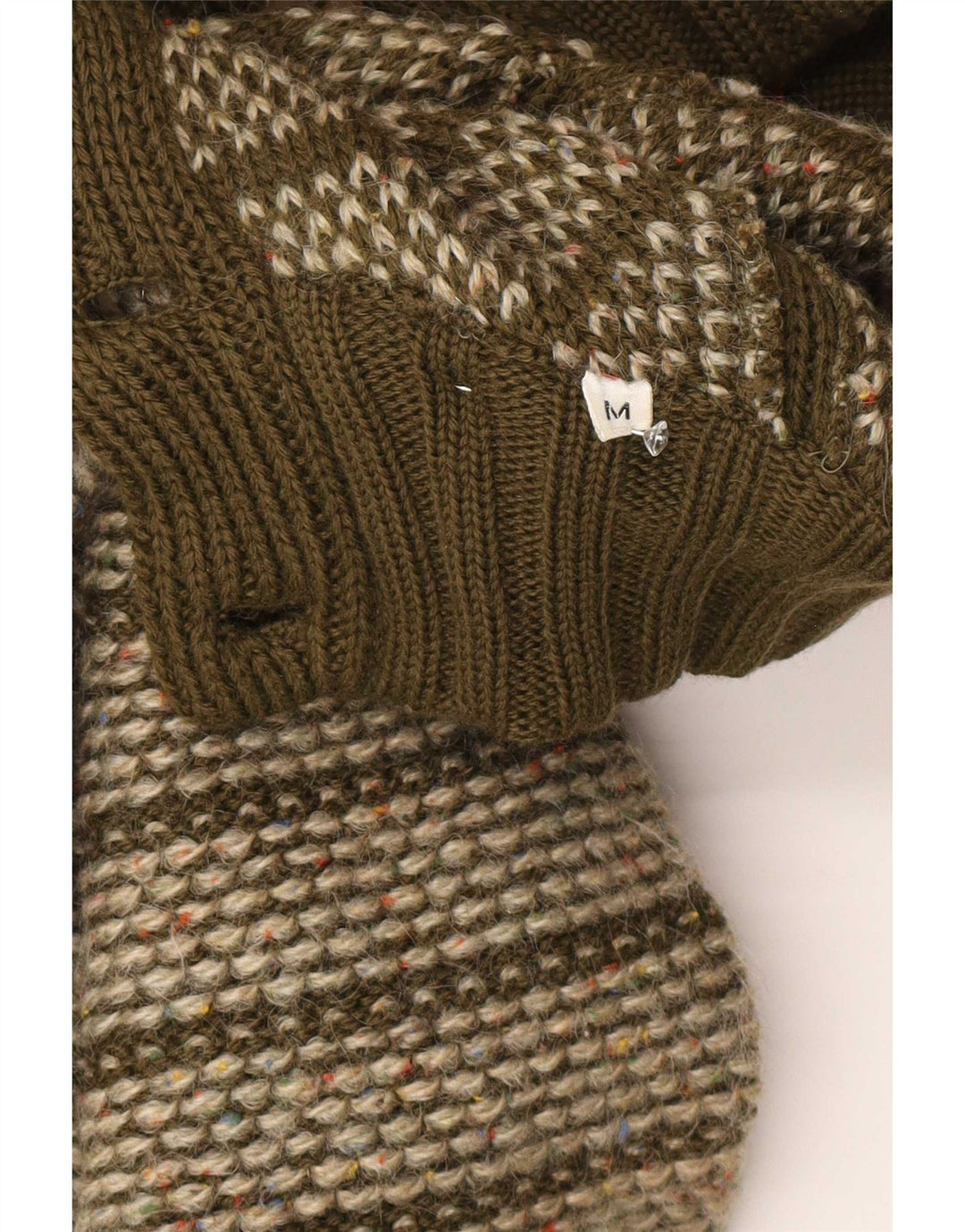 Missoni Herre Cardigan Sweater Medium Khaki Stribet Uld