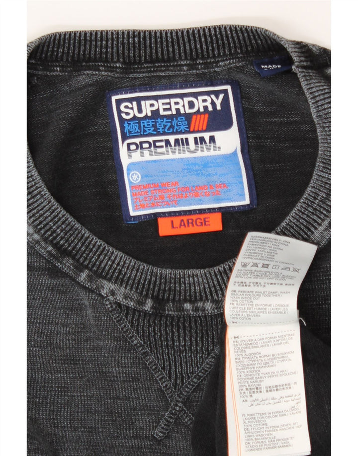Superdry Dame Sweatshirt Jumper UK 16 Stor Grå Bomuld