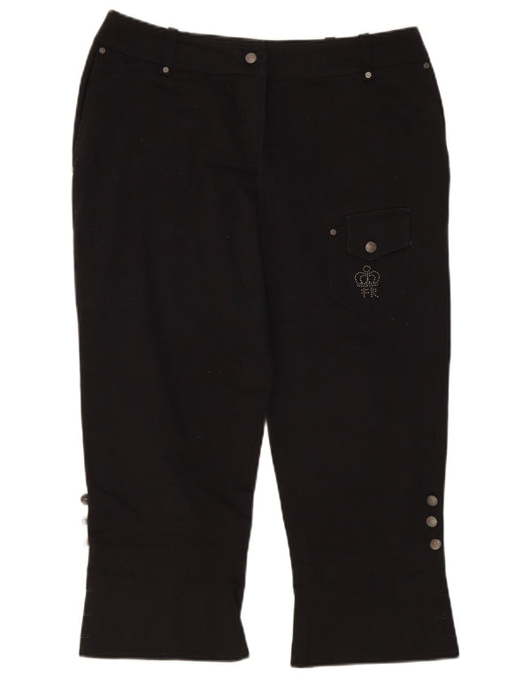 Fiorella Rubino Dame Lige Capri Bukser UK 12 Medium W34 L23 Sort
