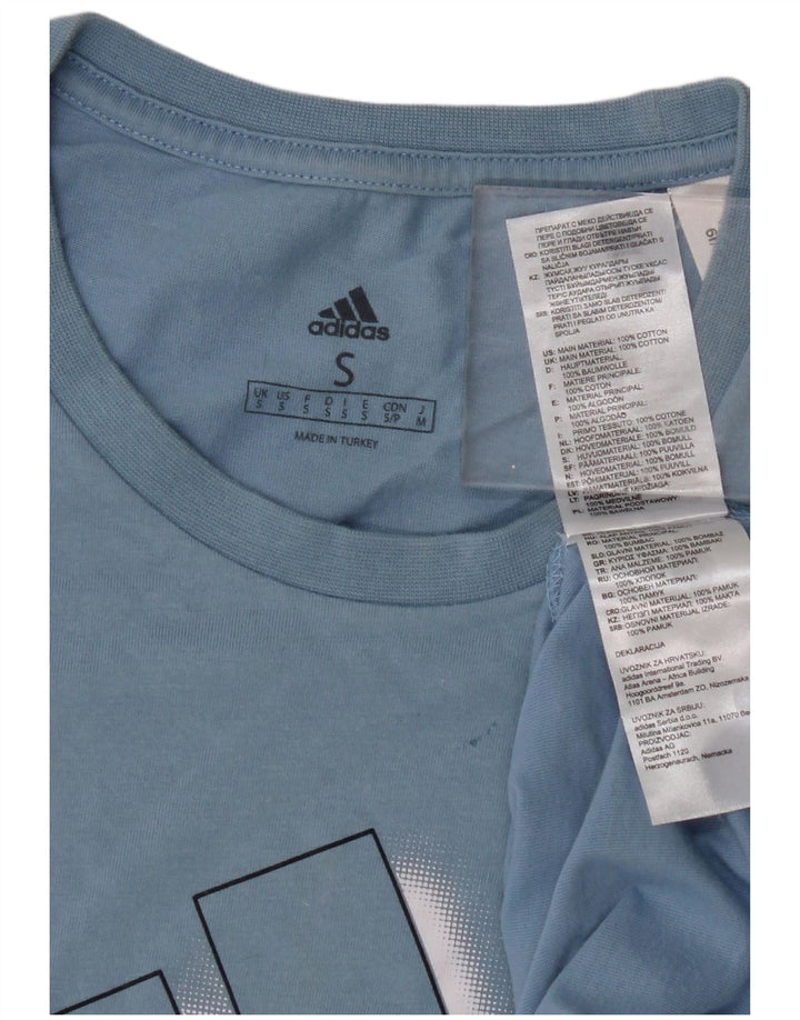 ADIDAS Mens Graphic T-Shirt Top Small Blue Cotton
