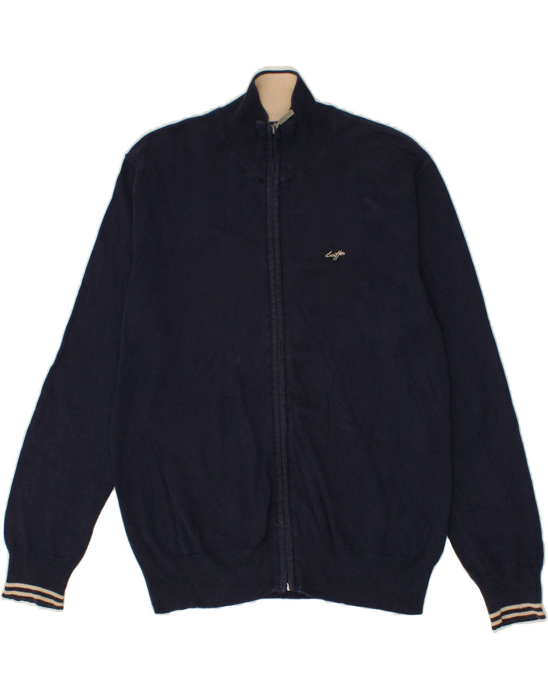 LOTTO Mens Cardigan Sweater Large Navy Blue Cotton Vintage Lotto and Second-Hand Lotto from Messina Hembry 