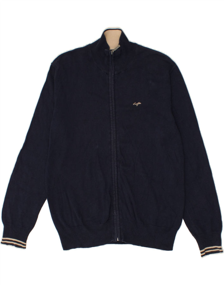 LOTTO Mens Cardigan Sweater Large Navy Blue Cotton Vintage Lotto and Second-Hand Lotto from Messina Hembry 