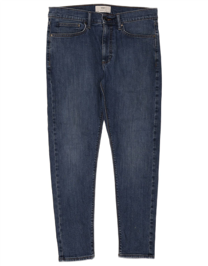 Marks & Spencer Skinny Jeans til mænd W32 L29 blå bomuld