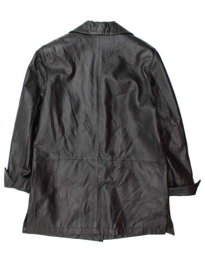 VINTAGE Womens Leather Coat UK 14 Medium Black Leather Vintage Vintage and Second-Hand Vintage from Messina Hembry 