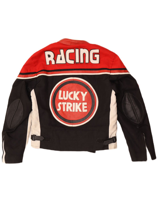 Lucky Strike Herre grafisk racerjakke UK 36 Small Black Colourblock