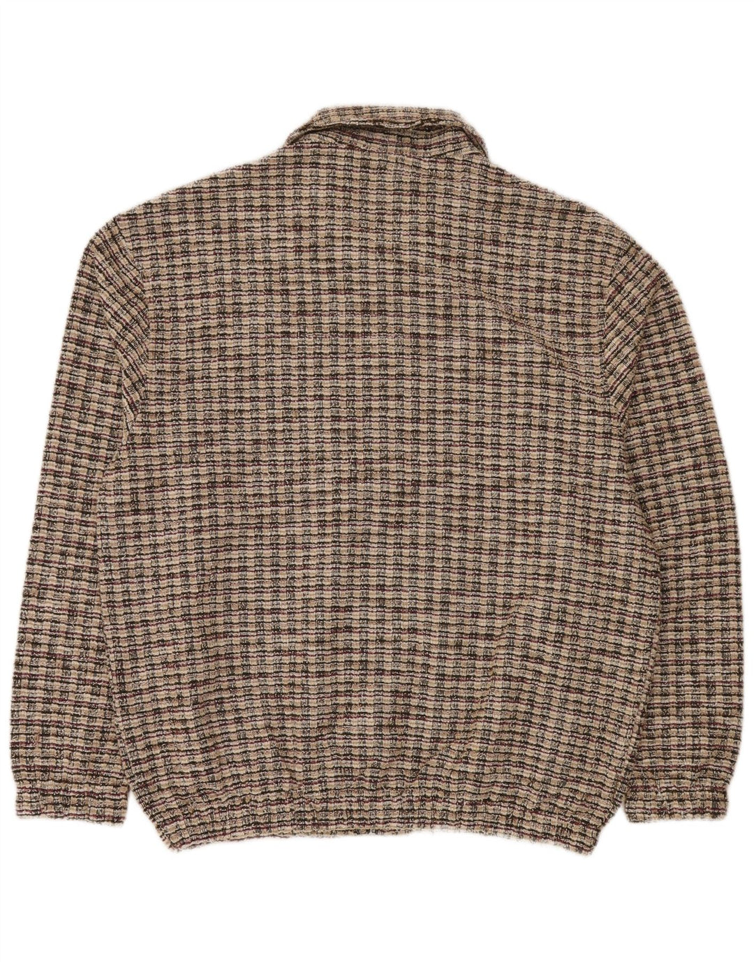 Zara Herre Cardigan Sweater Stor Beige Plaid Polyester