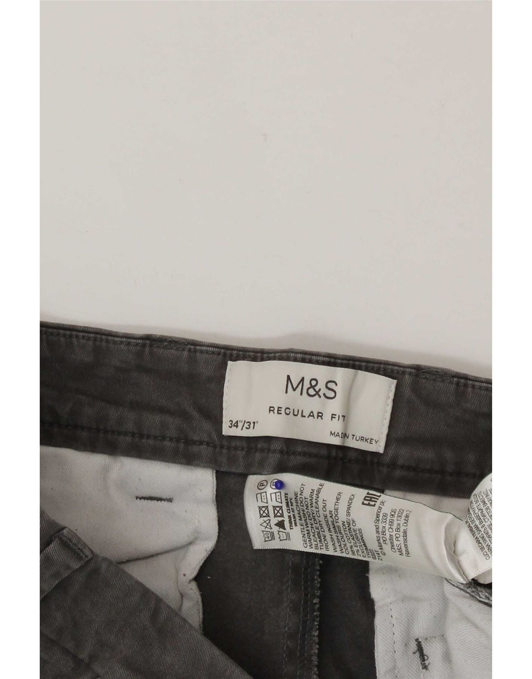 Marks & Spencer Herre Regular Fit Chinobukser W34 L31 Grå Bomuld