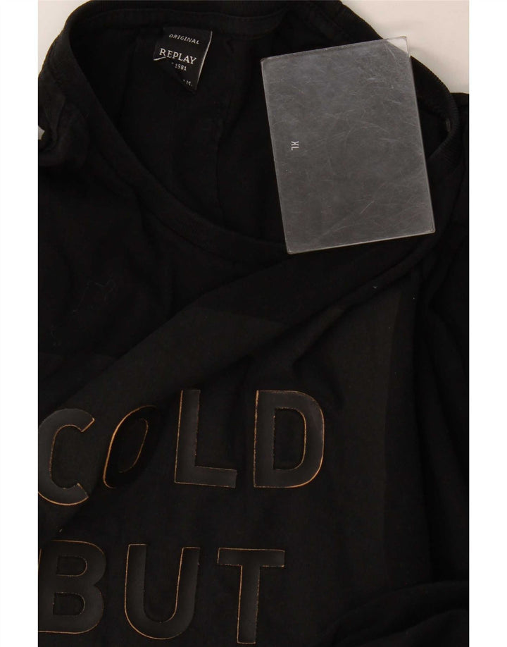 Replay Herre Grafisk T-Shirt Top XL Sort