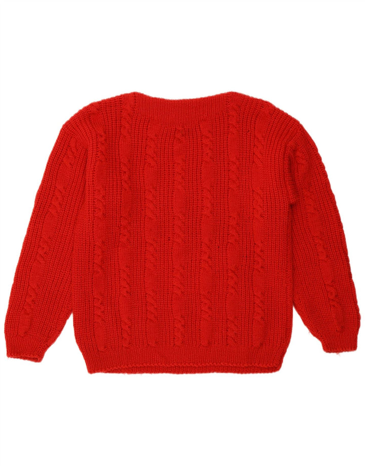 Vintage Dame Boat Neck Jumper Sweater UK 12 Medium Red
