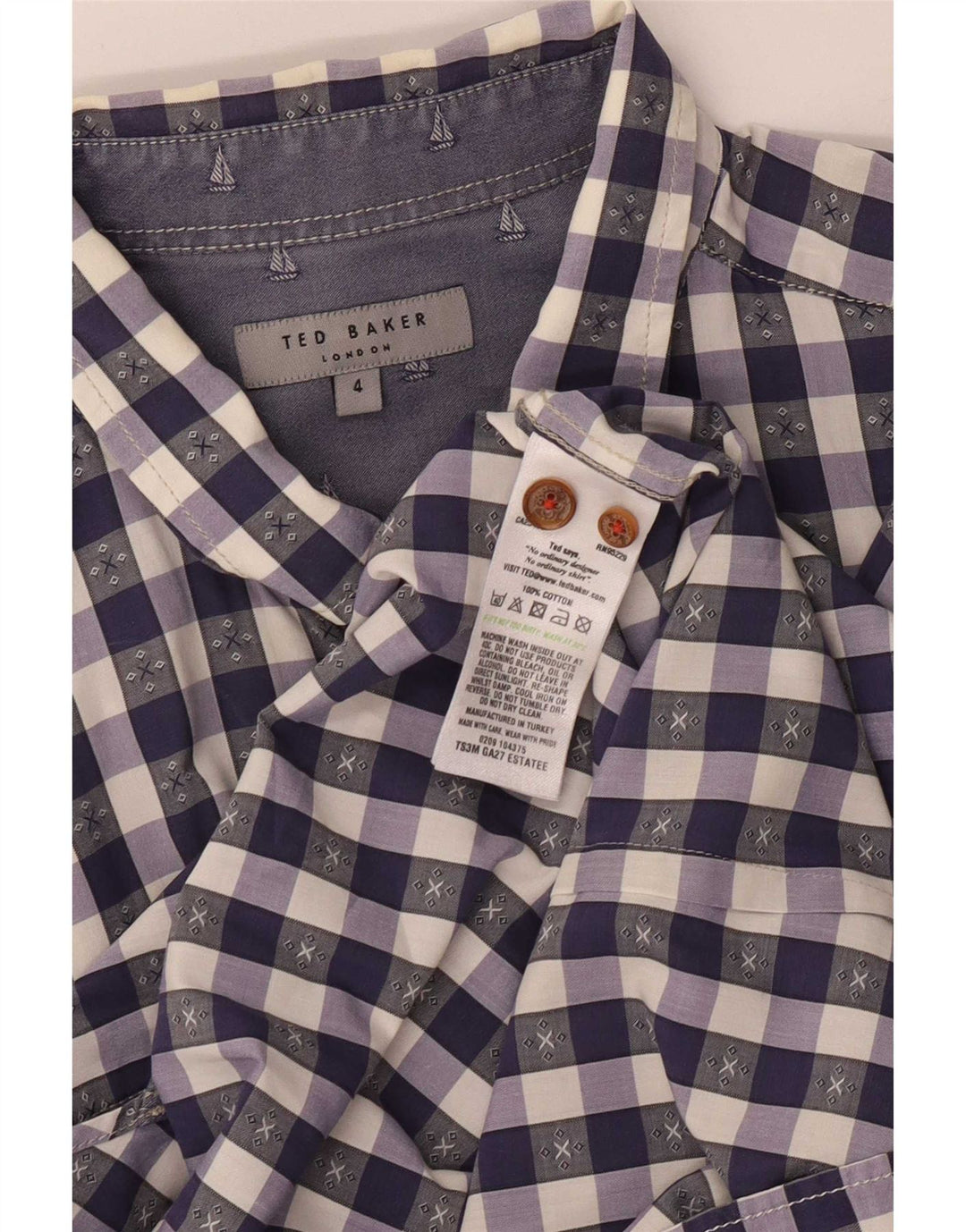 Ted Baker Herreskjorte str. 4 Large Purple Gingham Cotton